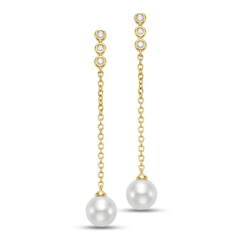 Shine Without Limits – Jewelry Sale Happening Now Triple Diamond & Pearl Drop Earrings