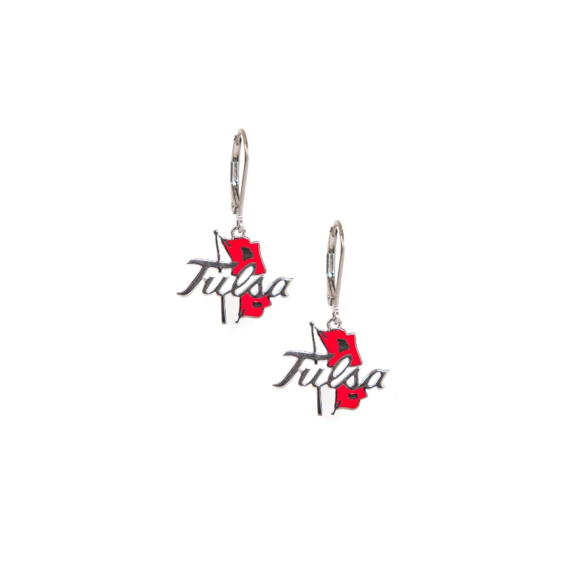 TU Earrings with Red Enamel