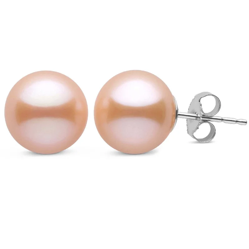 The Perfect Jewelry Piece At The Perfect Price 10.0-11.0 mm AAA Pink to Peach Freshwater Pearl Stud Earrings