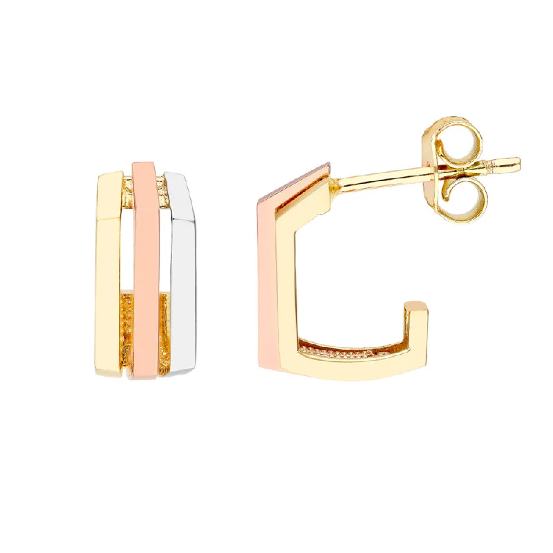 Waterproof Stainless Steel Jewelry For Lasting Beauty 14k Tri Color Geometric Hoop Earrings Waterproof Stainless Steel Jewelry For Lasting Beauty 14k Tri Color Geometric Hoop Earrings