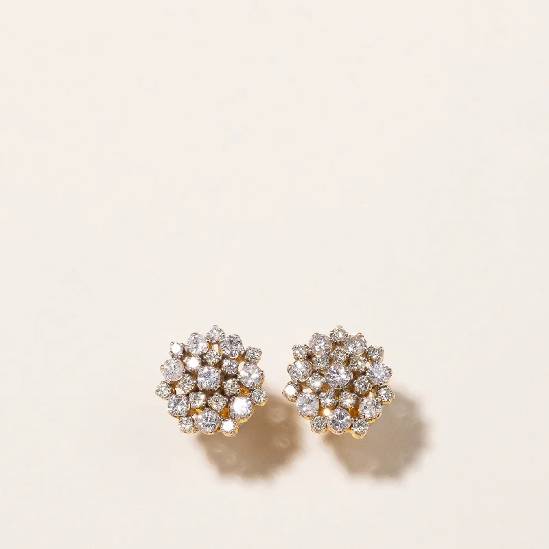 Fashion-Forward Jewelry At Incredible Prices 14k Yellow Gold Diamond Cluster Stud Earrings | 2.08ctw