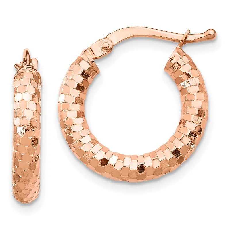 Elevate Your Jewelry Collection With Limited-Time Savings 14KT Rose Gold 10X3MM Diamond-cut Hoop Earrings