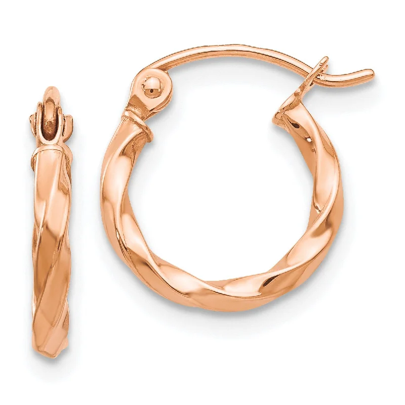 Unmissable Deals On Handmade Jewelry Collections 14KT Rose Gold 12X2MM Twist Hoop Earrings