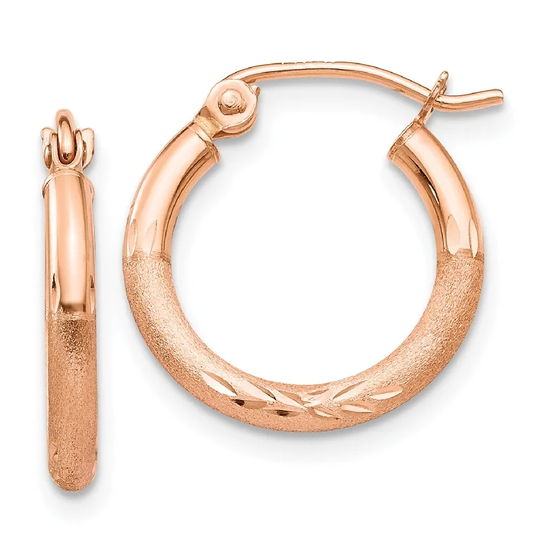 Exclusive Jewelry Sale – Grab Timeless Pieces Now 14KT Rose Gold 15X2MM Diamond-cut Hoop Earrings