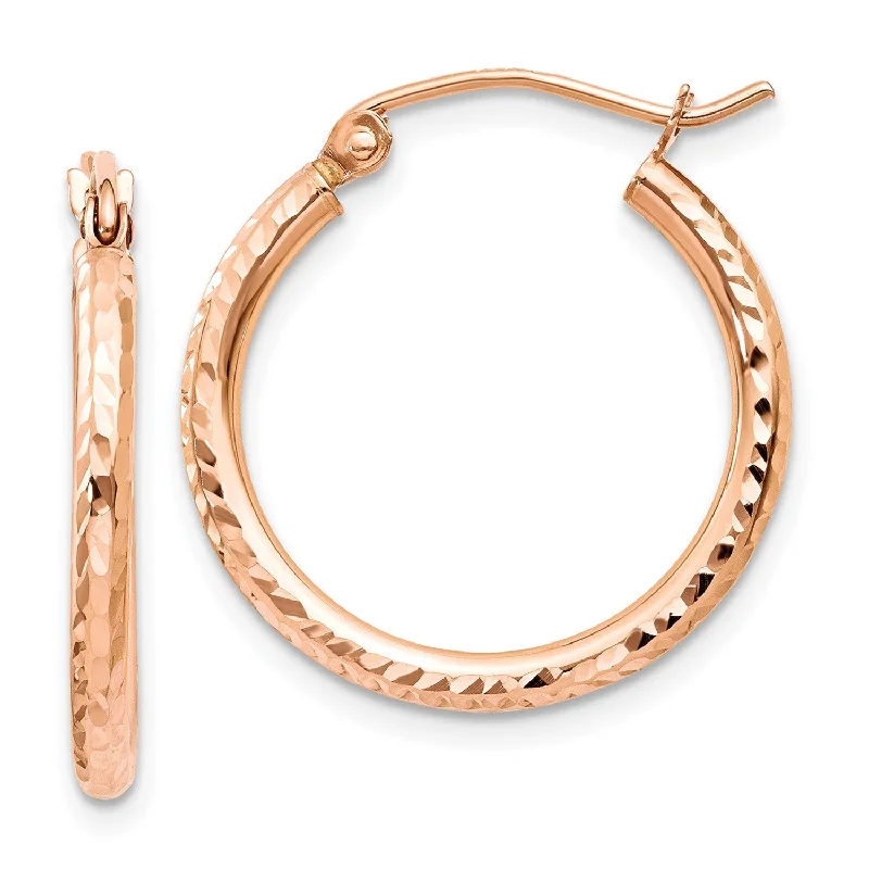 Make Every Moment Shine – Jewelry Discounts Available 14KT Rose Gold 20X2MM Diamond-cut Hoop Earrings