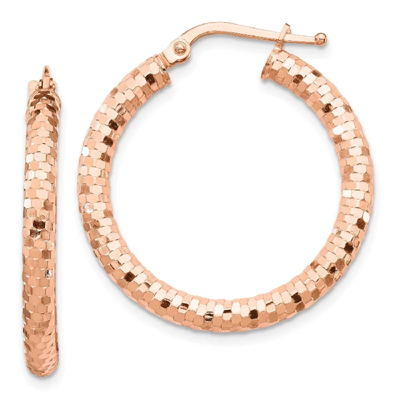 Jewelry Clearance Event – Stock Up Before It's Over 14KT Rose Gold 20X3MM Diamond-cut Hoop Earrings