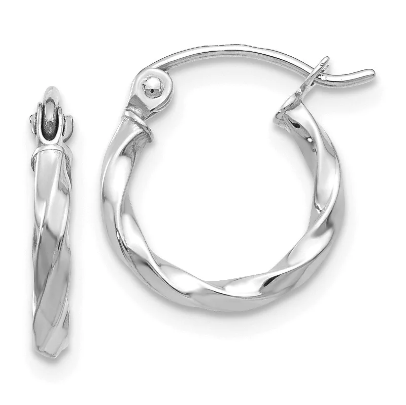 Last Chance To Grab Your Favorite Jewelry At A Discount 14KT White Gold 10X2MM Twist Hoop Earrings