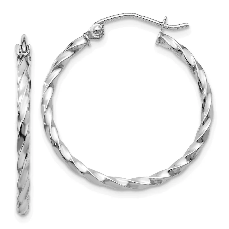 Discounted Jewelry For A Glamorous Look 14KT White Gold 22X2MM Twist Hoop Earrings