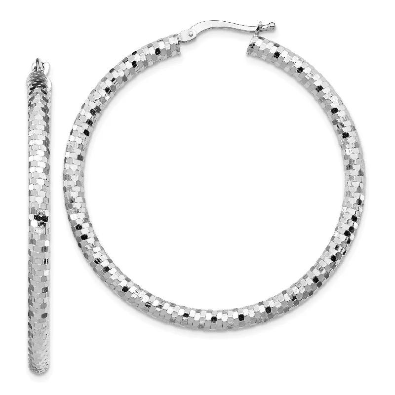 Buy More, Save More On Stunning Jewelry Pieces 14KT White Gold 35X3MM Diamond-cut Hoop Earrings