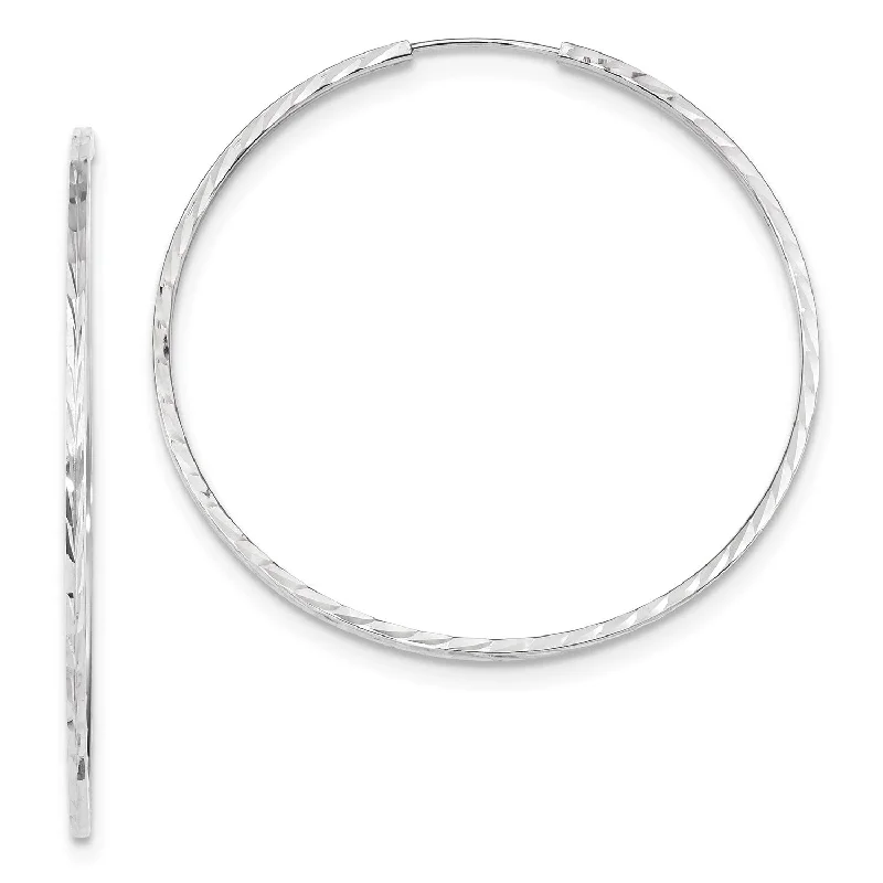 Huge Savings On Timeless Jewelry Collections 14KT White Gold 50X1.35MM Diamond-cut Endless Hoop Earrings