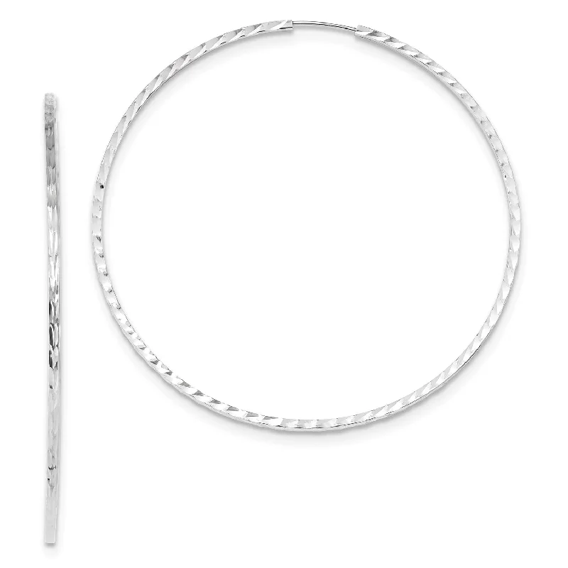 Personalized Jewelry Sale – Meaningful Gifts At Great Prices 14KT White Gold 59X1.35MM Diamond-cut Endless Hoop Earrings