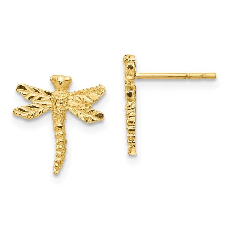 Personalized Engraved Jewelry For Meaningful Gifts 14KT Yellow Gold 11X10MM Dragonfly Earrings