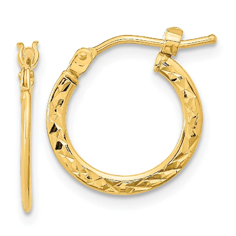 Shop Dazzling Jewelry At The Best Prices 14KT Yellow Gold 15X1MM Diamond-cut Hoop Earrings