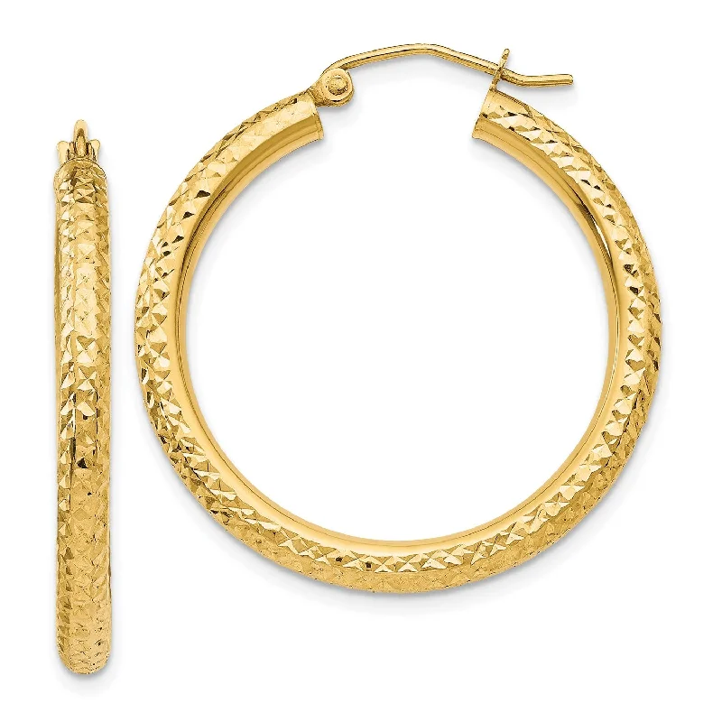 Limited-Time Jewelry Discounts – Shine Without The Splurge 14KT Yellow Gold 30X3MM Diamond-cut Hoop Earrings