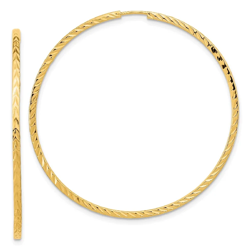 Premium Jewelry Now Available At Special Discounts 14KT Yellow Gold 45X1.35MM Diamond-cut Endless Hoop Earrings