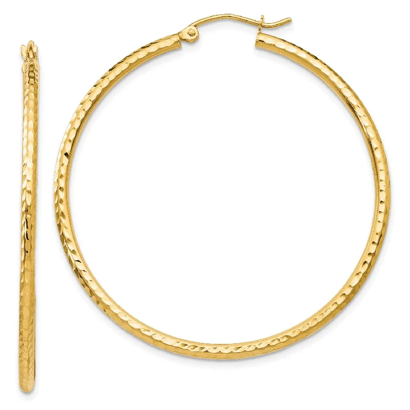 Breathtaking Jewelry At Limited-Time Savings 14KT Yellow Gold 45X2MM Diamond-cut Hoop Earrings