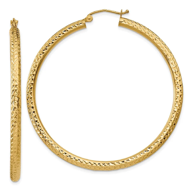 Stunning Statement Jewelry, Unbeatable Discounts 14KT Yellow Gold 50X3MM Diamond-cut Hoop Earrings