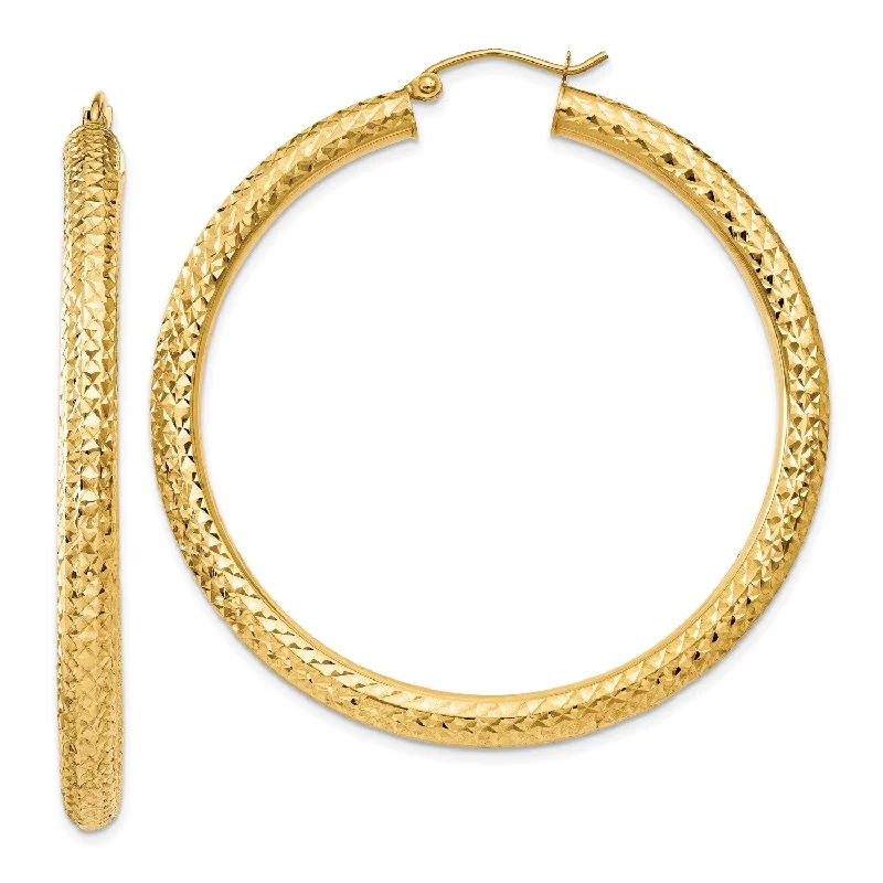 Luxury Jewelry Clearance – Shop Premium Styles Now 14KT Yellow Gold 50X4MM Diamond-cut Hoop Earrings