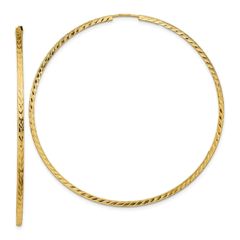 Exclusive Jewelry Sale – Shine For Less 14KT Yellow Gold 59X1.35MM Diamond-cut Hoop Earrings