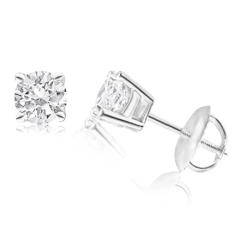 Trending Jewelry Now At Unbeatable Prices 18ct White Gold Screwback Stud Earrings With 1 Carat Of Diamonds