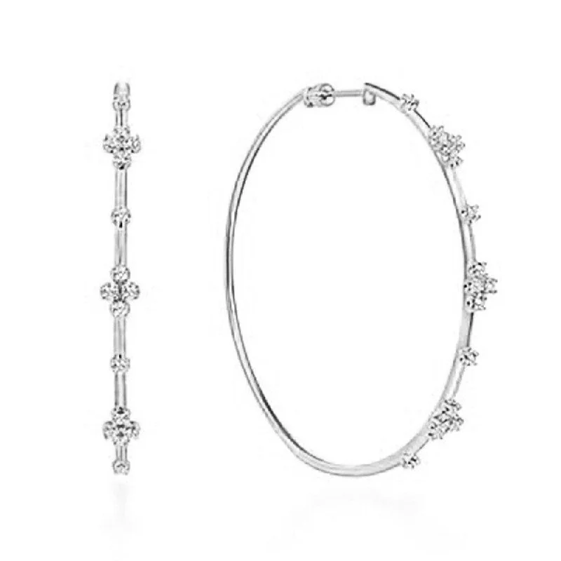Shop Stylish Jewelry Now And Save Big 60mm Diamond Hoop Earrings White Gold