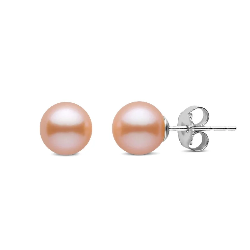 Timeless Jewelry At Special Discount Rates 6.5-7.0 mm Pink to Peach Freshadama Freshwater Pearl Stud Earrings