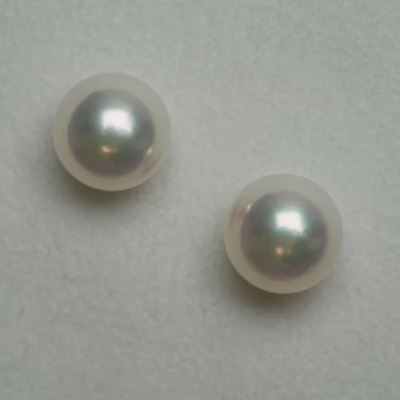 Dainty Floral Jewelry For Feminine Elegance 7.26 and 7.30 mm GIA Certified Hanadama Akoya Pearl Stud Earrings