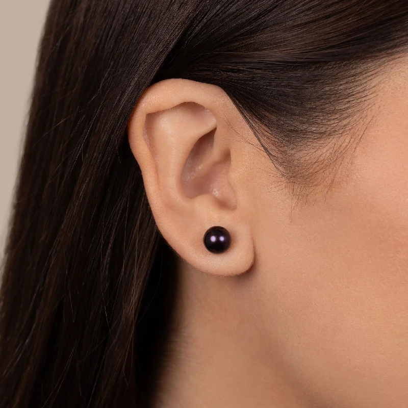 Sparkle For Less – Shop Our Limited-Time Jewelry Deals 7.5-8.0 mm AAA Black Freshwater Pearl Stud Earrings