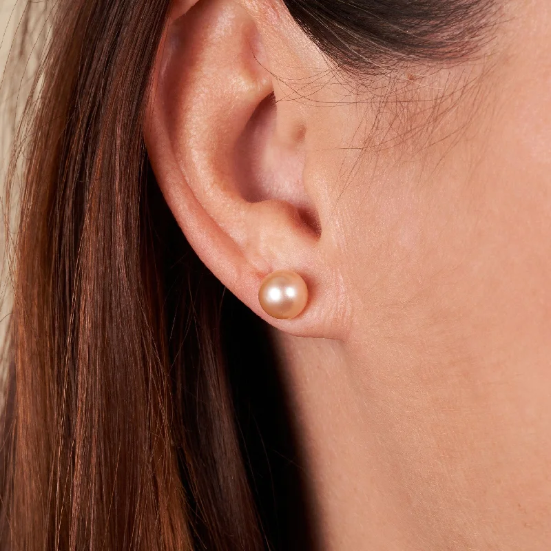 Fashion-Forward Jewelry At Incredible Prices 7.5-8.0 mm AAA Pink to Peach Freshwater Pearl Stud Earrings