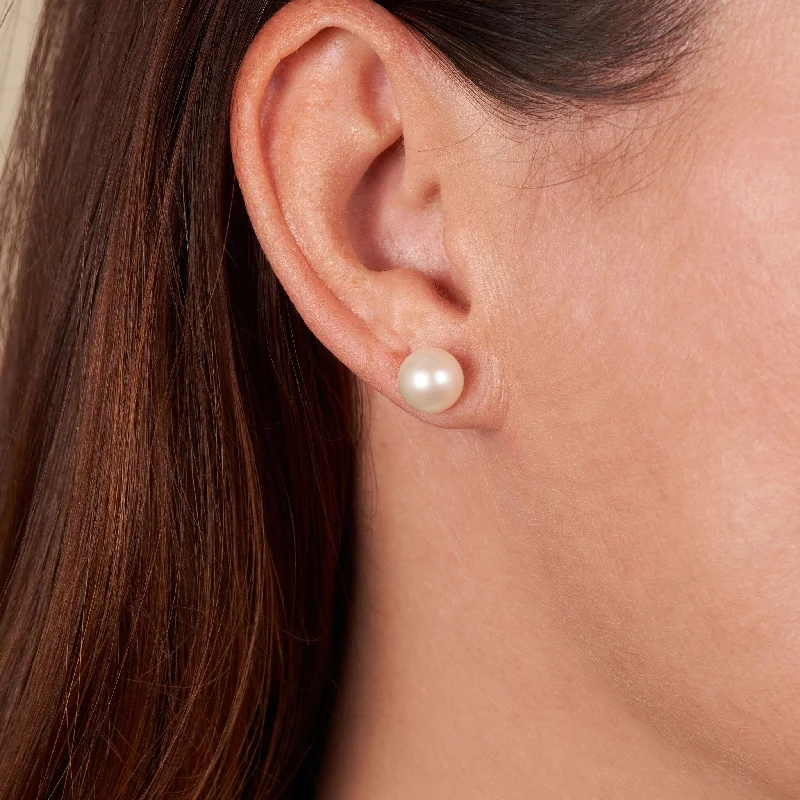 Limited-Time Offer On Elegant Jewelry Pieces 8.5-9.0 mm AAA White Freshwater Pearl Stud Earrings