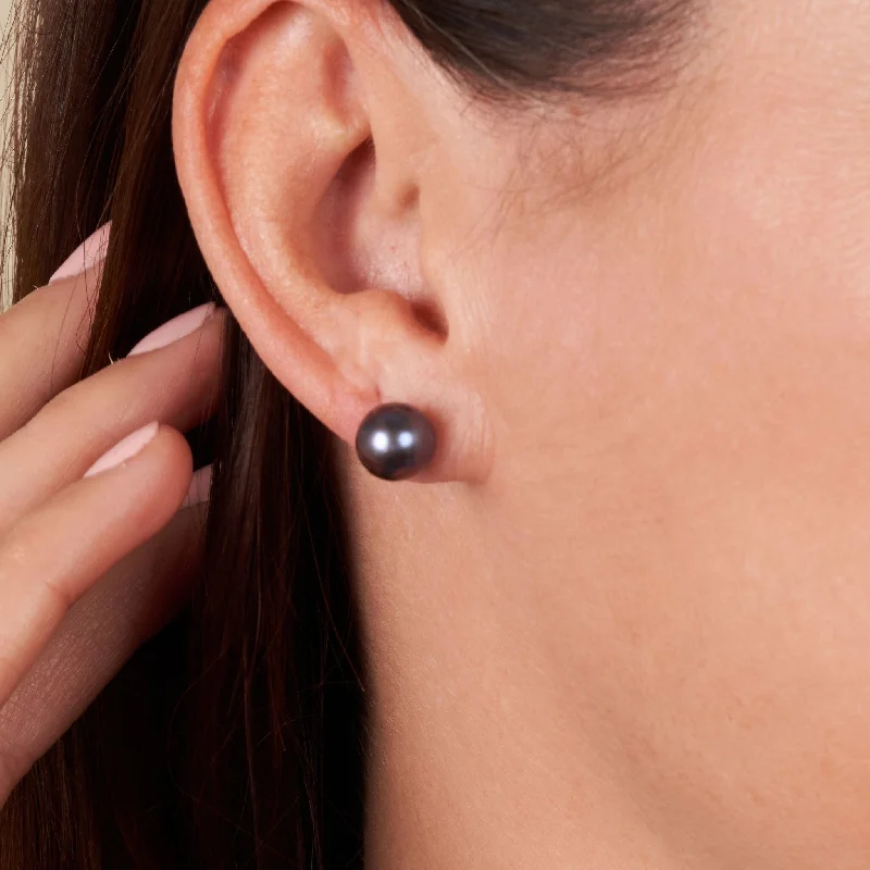Limited-Time Jewelry Sale – Don't Miss These Deals 8.5-9.0 mm AAA Black Freshwater Pearl Stud Earrings