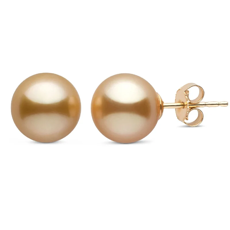 Flash Sale On Stunning Jewelry – Don't Miss Out 9.0-10.0 mm AAA Golden South Sea Pearl Stud Earrings
