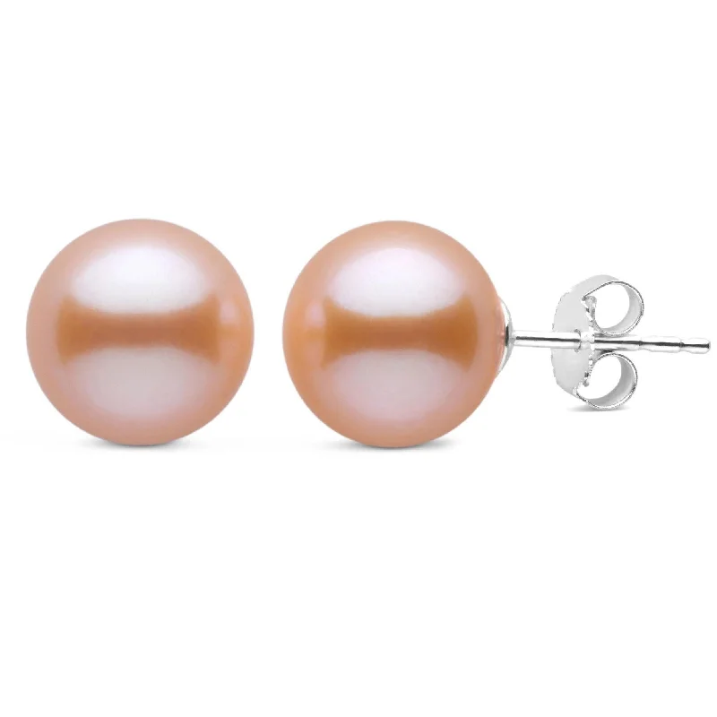 Grab Stylish Jewelry Before The Sale Ends 9.0-10.0 mm AAA Pink to Peach Freshwater Pearl Stud Earrings