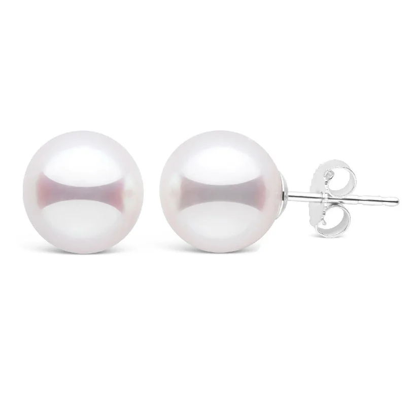 Affordable Gold-Plated Jewelry For Modern Fashion 9.0-9.5 mm White Akoya AAA Pearl Stud Earrings