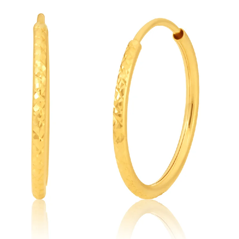 Elegant Jewelry Styles At Budget-Friendly Prices 9ct Diamond-Cut Hoop Earrings 9y