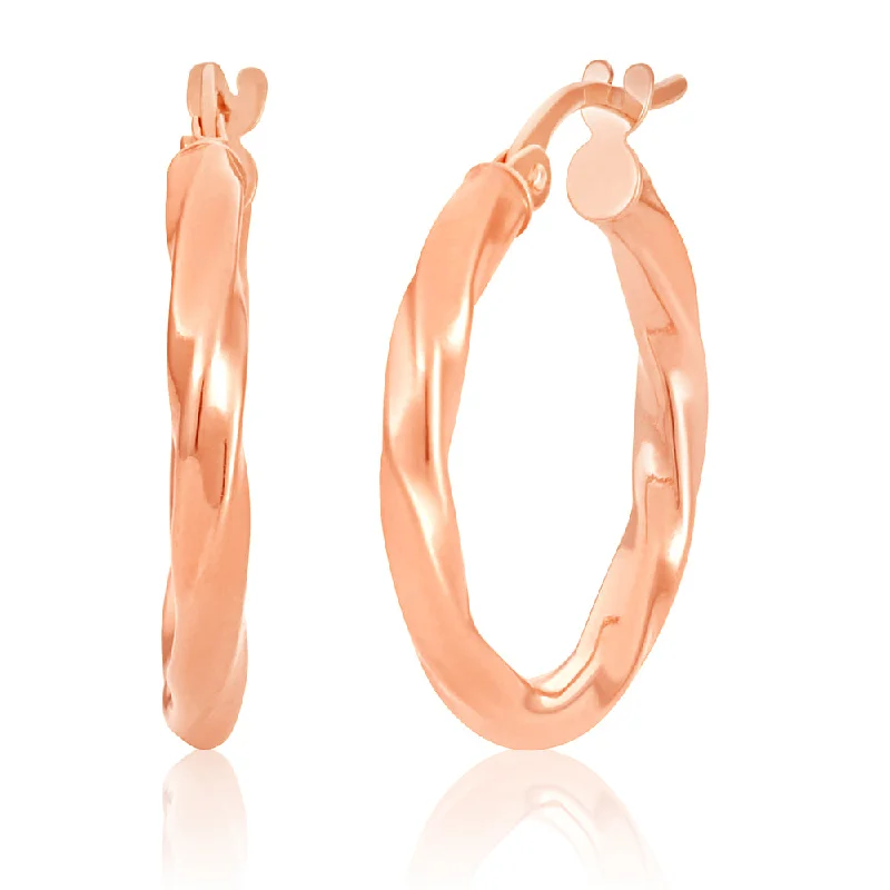 Personalized Jewelry At Special Discount Rates 9ct Rose Gold twist 15mm Hoops Earrings