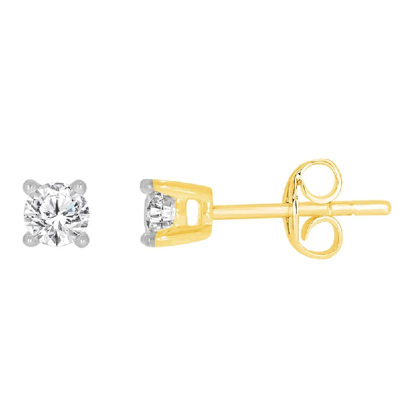Dazzle In Elegance With Our Biggest Jewelry Sale 9ct Yellow Gold 1/4 Carat Diamond Stud Earrings