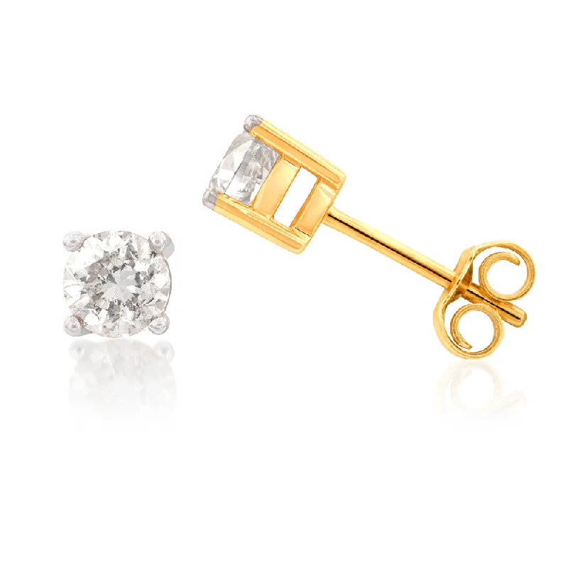 Don't Miss Out On Bestselling Jewelry At Special Prices 9ct Yellow Gold 1 Carat Diamond Stud Earrings