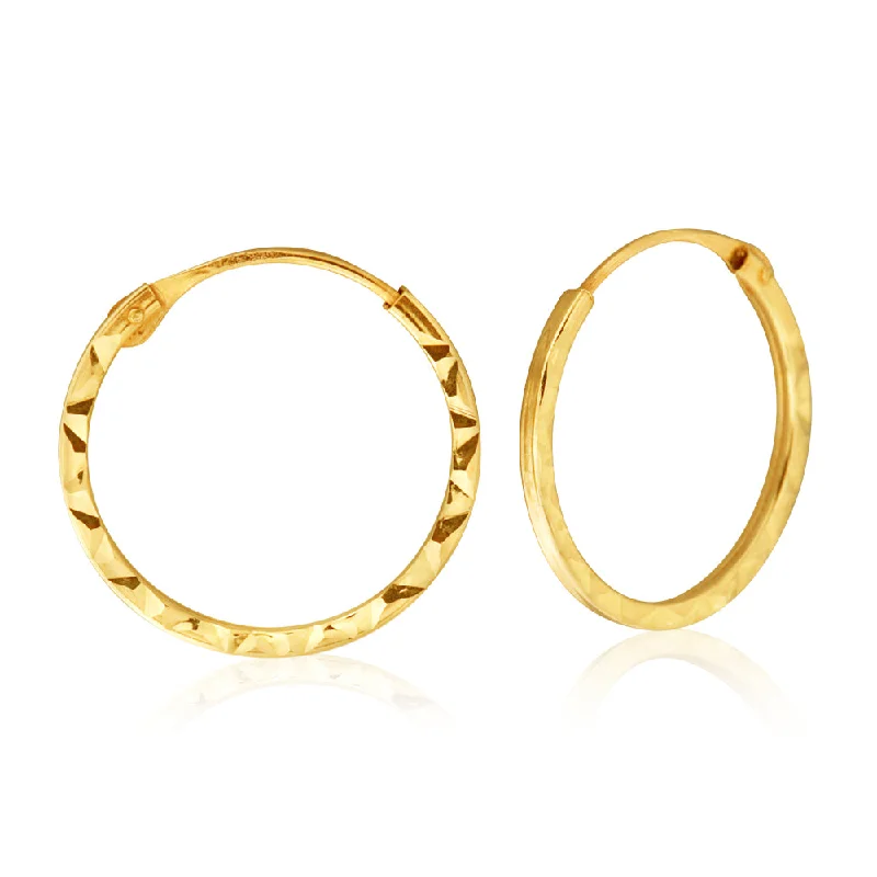 Premium Jewelry Now Available At Special Discounts 9ct Yellow Gold 1x14mm Hinged Hoop Earrings