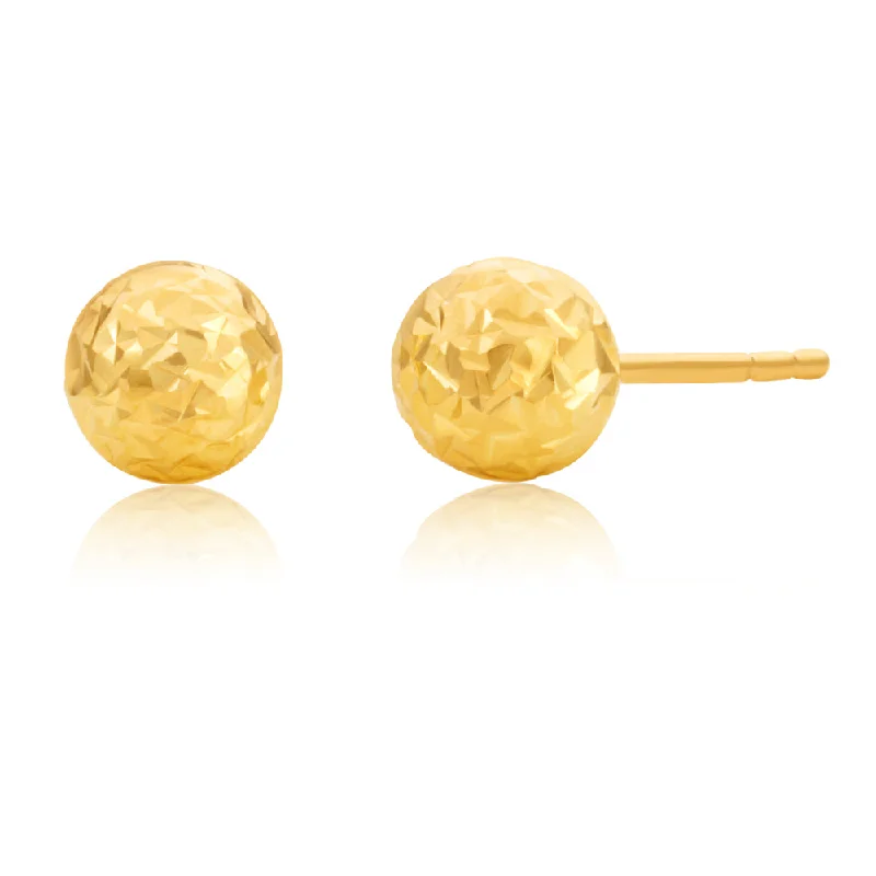 Dainty Floral Jewelry For Feminine Elegance 9ct Yellow Gold 5mm Euroball Dicut studs Earrings