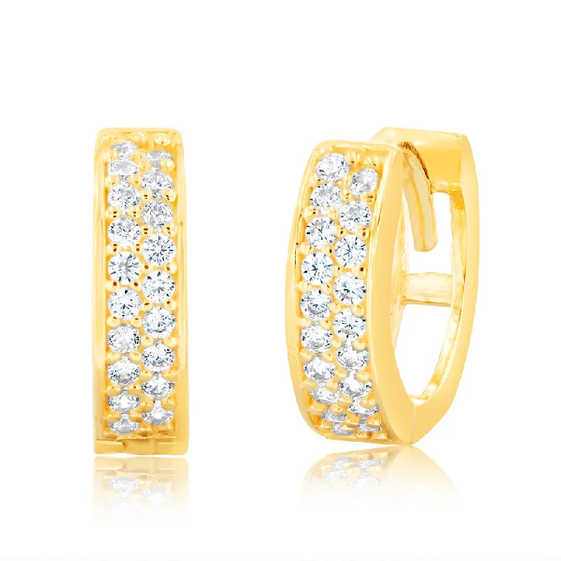 Flash Sale On Elegant Jewelry – Don't Miss Out 9ct Yellow Gold 8mm Cubic Zirconia Pave Huggie Earrings