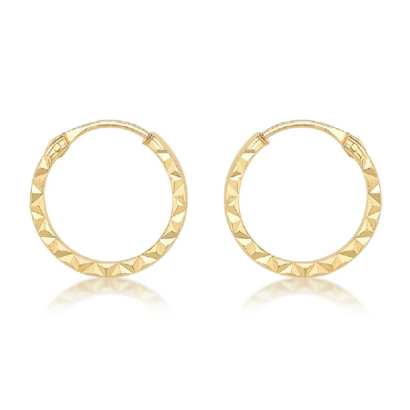 Flash Sale On Elegant Jewelry – Don't Miss Out 9ct Yellow Gold Diamond Cut 8mm Hoop Earrings