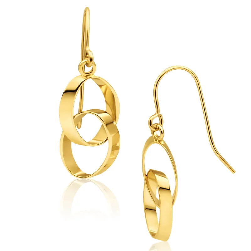 Exclusive Online Discounts On Stylish Jewelry 9ct Yellow Gold Double Linked Circle Drop Earrings