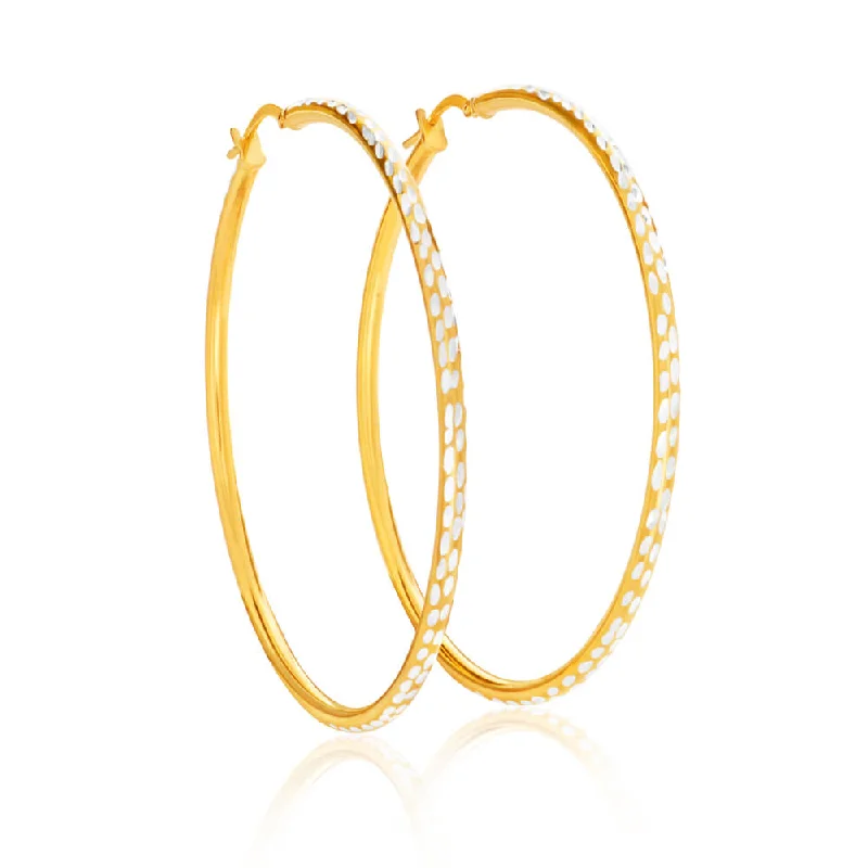 Elegant Jewelry, Affordable Luxury – Shop Now 9ct Yellow Gold Silver Filled 50mm Hoop Earrings with diamond cut feature