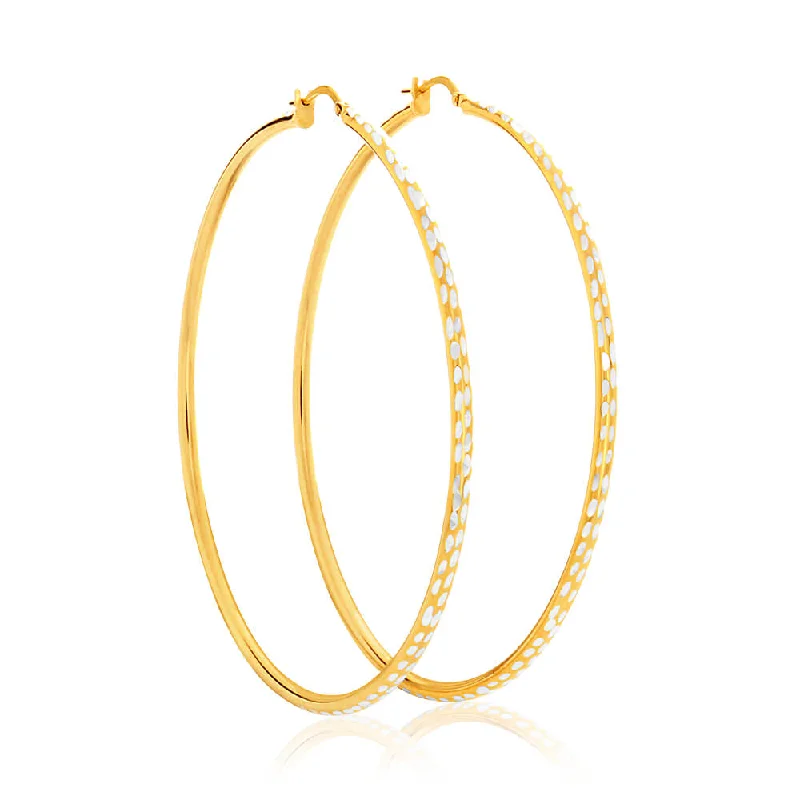 Shop Trending Jewelry With Exclusive Savings 9ct Yellow Gold Silver Filled 60mm Hoop Earrings with diamond cut feature