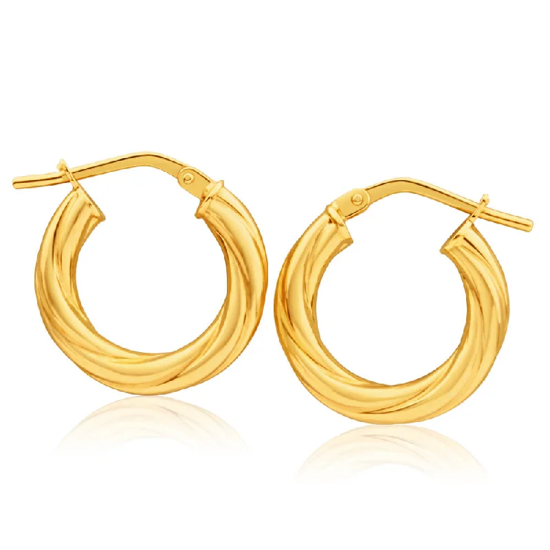 Elegant Rose Gold Jewelry For A Stylish Touch 9ct Yellow Gold Silver Filled Soft Twist 10mm Hoop Earrings