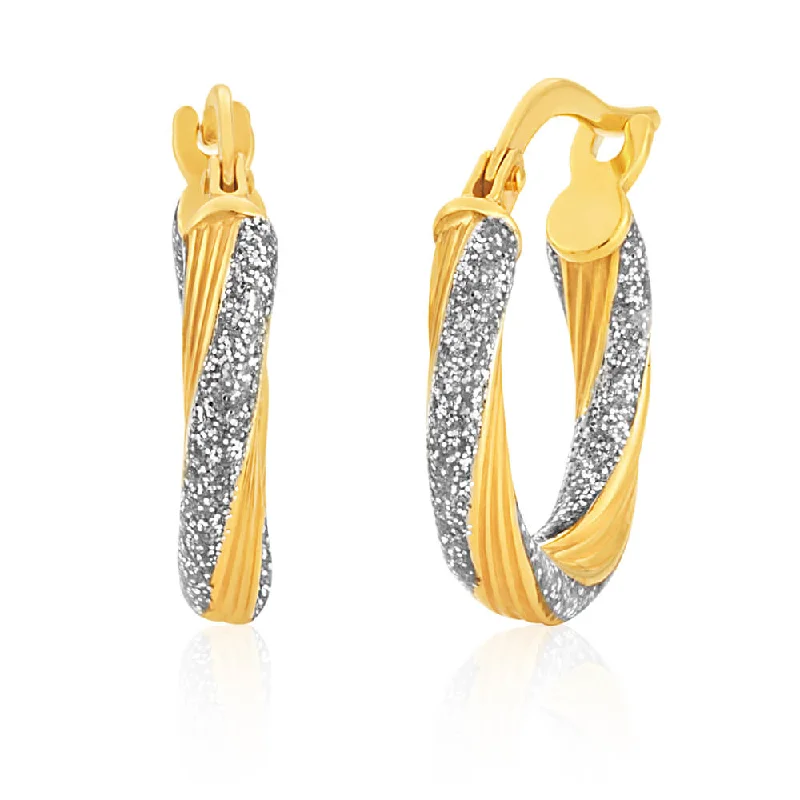 Your Perfect Accessory Now At The Best Price 9ct Yellow Gold Silver Filled Twist 10mm Enamel Stardust Hoop Earrings