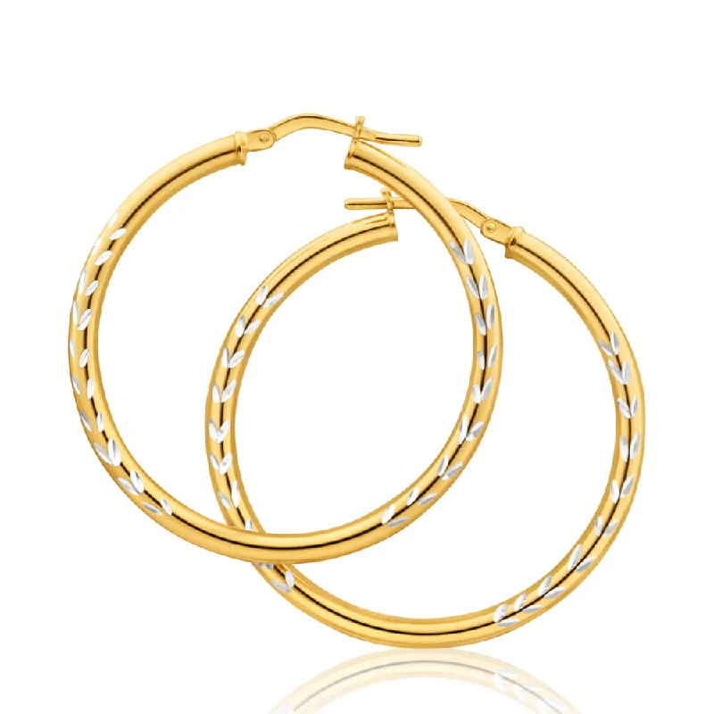 Dainty And Elegant Jewelry Now At Reduced Prices 9ct Yellow Gold Silver Filled Two Tone 30mm Hoop Earrings