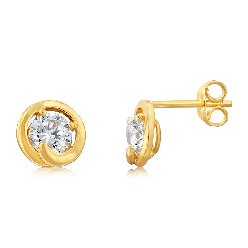 Shine In Style – Shop Jewelry Discounts Today 9ct Yellow Gold Silverfilled Cubic Zirconia Round Stud Earrings