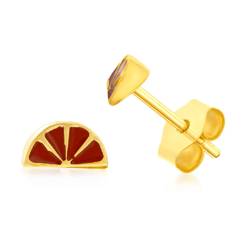 Exclusive Gemstone Jewelry Markdowns – Shop Now 9ct Yellow Gold Slice Of Orange Lime Stud Earrings